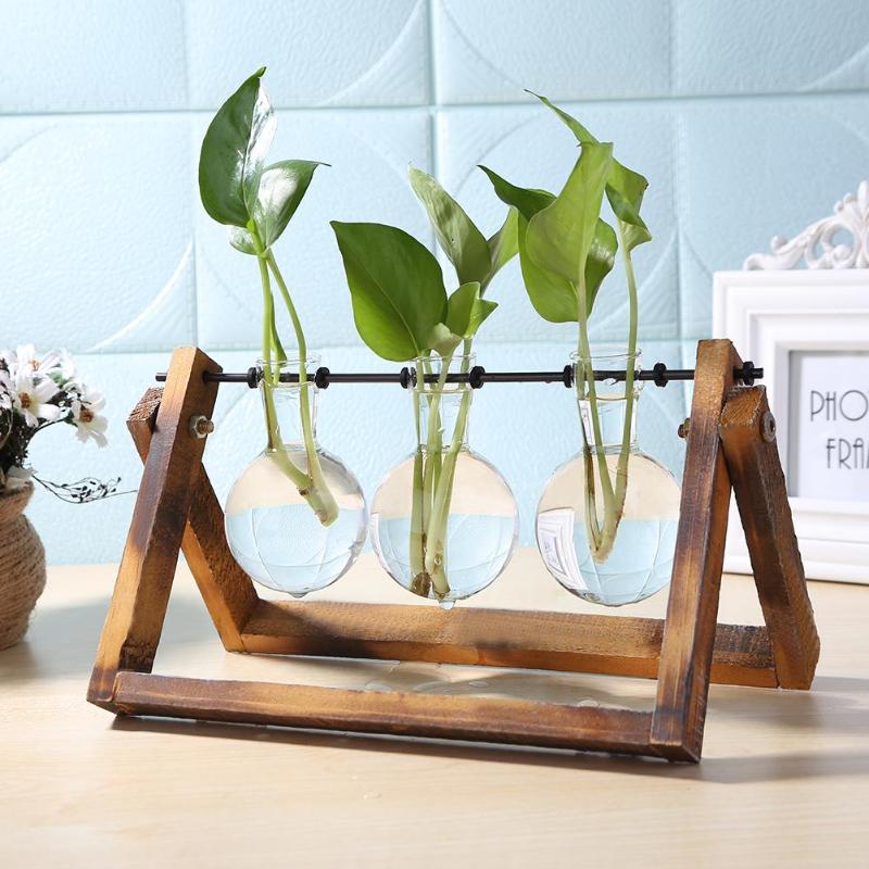 NatureDesk Glass and Wood Planter